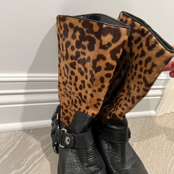 Miu Miu Leopard Motorcycle Biker Boots 38 1/2 - Picture 4 of 13